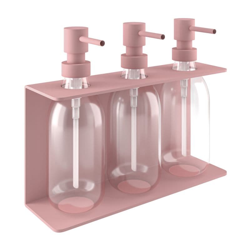 Ντισπένσερ Επιτοίχιο Τριπλό Pam 251375-303 3x300ml Ματ Ροζ 25x7,5x20cm