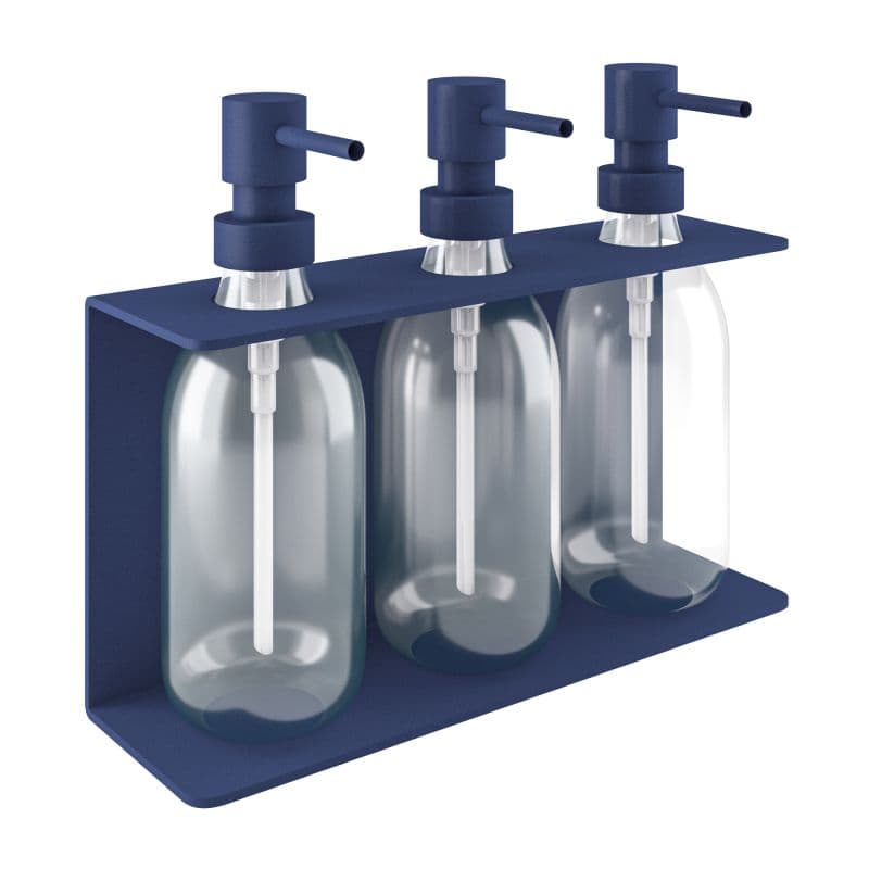 Ντισπένσερ Επιτοίχιο Τριπλό Pam 251375-203 3x300ml Matt Navy Blue 25x7,5x20cm