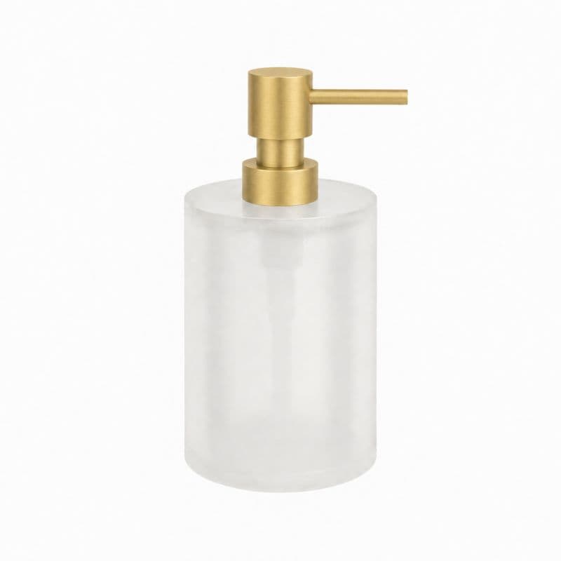 Ντισπένσερ Επικαθήμενο Pam 95-023 400ml Brushed Brass με πλαστικό λευκό Φ8x15cm