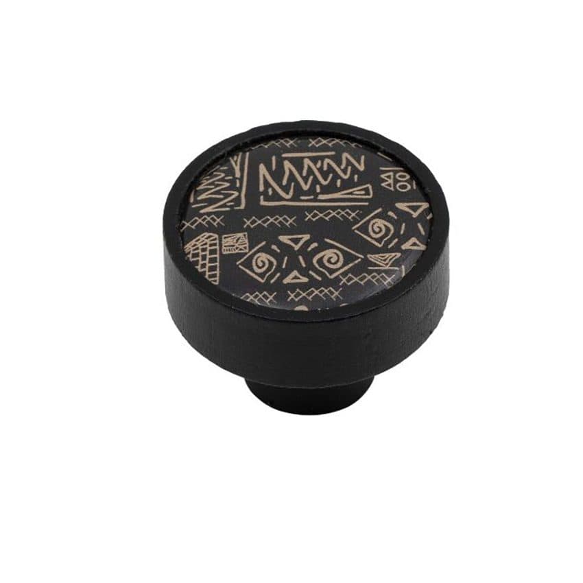 Πόμολο Επίπλων Roline 509 Μαύρο Boho Φ36mm Ξύλινο