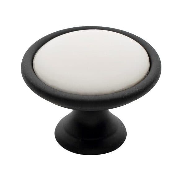 Πόμολο Επίπλων Roline 523 Ματ Μαύρο Λευκή Φ33mm