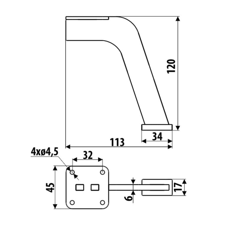 Πόδι Επίπλων Roline 202 Ματ Μαύρο 11,3x12x1,7cm - 2