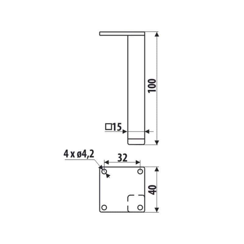 Πόδι Επίπλων Roline 204 Ματ Μαύρο Φ1,5x10cm - 2