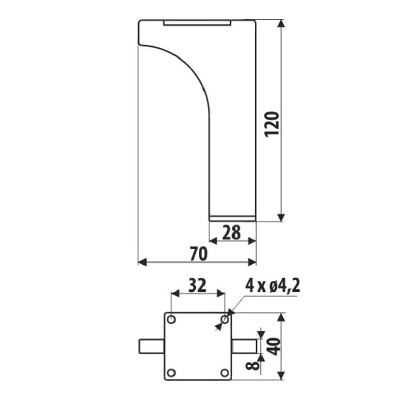Πόδι Επίπλων Roline 206 Ματ Μαύρο 7x12x0,8cm - 2