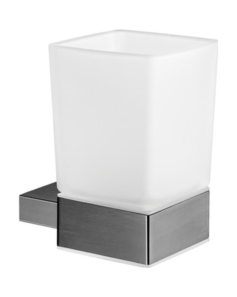 Ποτηροθήκη Επιτοίχια Sanco Monogram 120401-PVD-05BR PVD Gun Metal Brushed 6,5x10x10,5cm