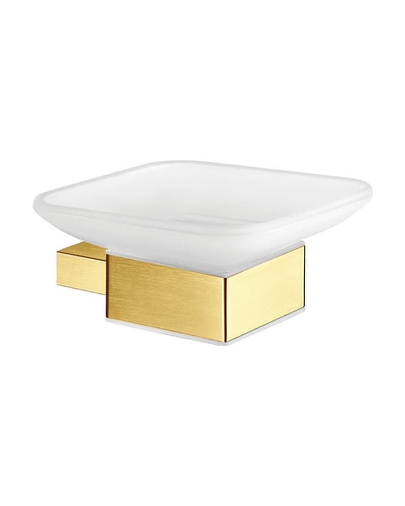 Σαπουνοθήκη Επιτοίχια Sanco Monogram 120402-PVD-02BR PVD Golden Brass Brushed 11,5x10,5x5cm