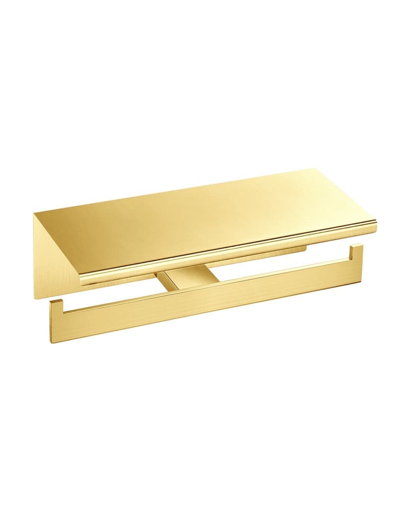 Χαρτοθήκη Διπλή με καπάκι Sanco Monogram 120427-PVD-02BR PVD Golden Brass Brushed 25x11x9cm