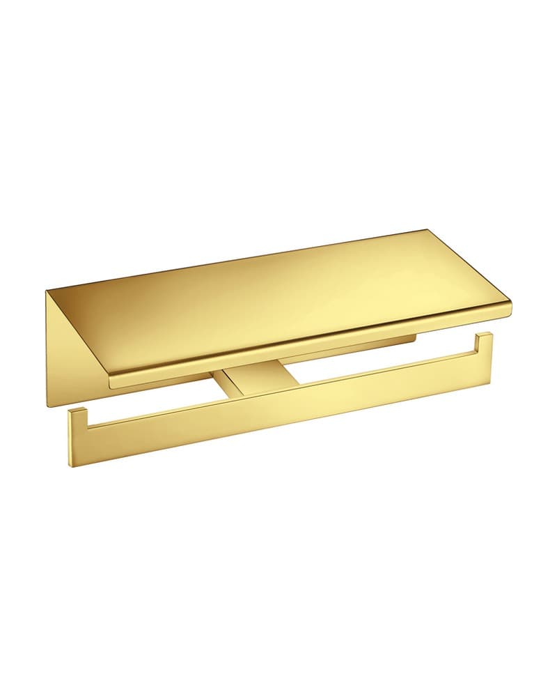 Χαρτοθήκη Διπλή με καπάκι Sanco Monogram 120427-PVD-02PL PVD Golden Brass Polished 25x11x9cm