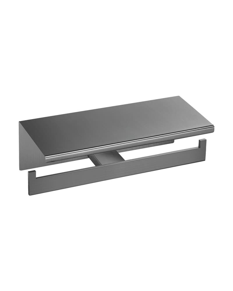 Χαρτοθήκη Διπλή με καπάκι Sanco Monogram 120427-PVD-05BR PVD Gun Metal Brushed 25x11x9cm
