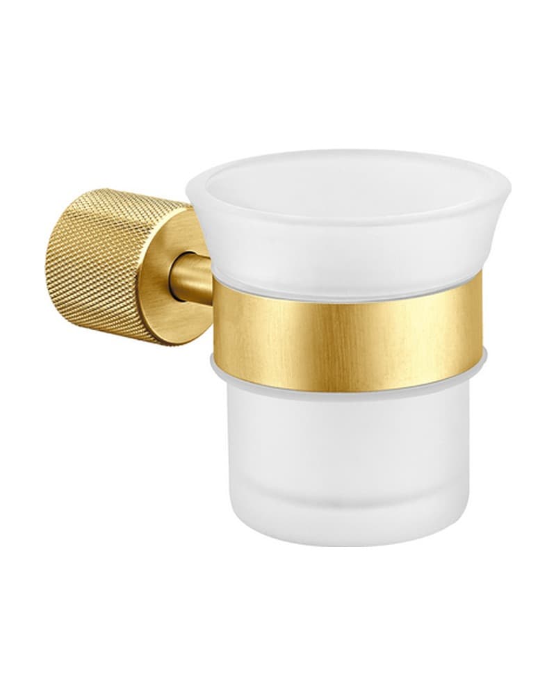 Ποτηροθήκη Επιτοίχια Sanco Lithos 121101-PVD-02BR PVD Golden Brass Brushed 8x12,5x8,5cm