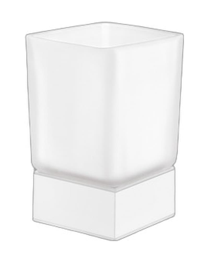 Ποτηροθήκη Επικαθήμενη Sanco Bathroom Set 90155-Μ101 Ματ Λευκό 6,5x6,5x10,5cm