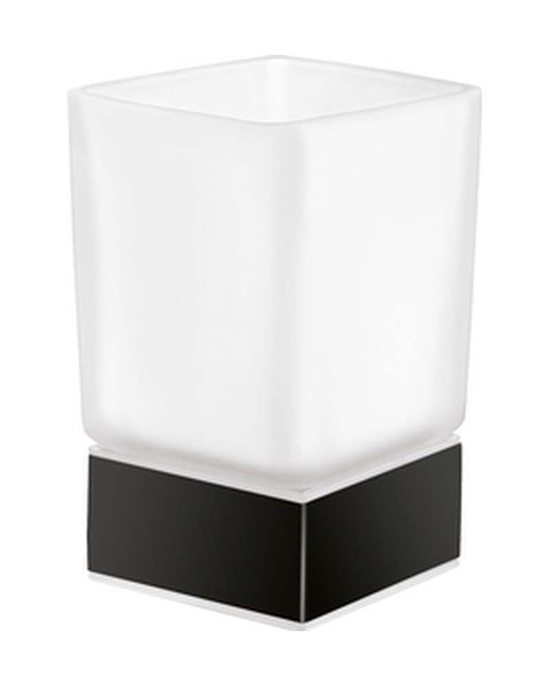 Ποτηροθήκη Επικαθήμενη Sanco Bathroom Set 90155-Μ116 Ματ Μαύρο 6,5x6,5x10,5cm