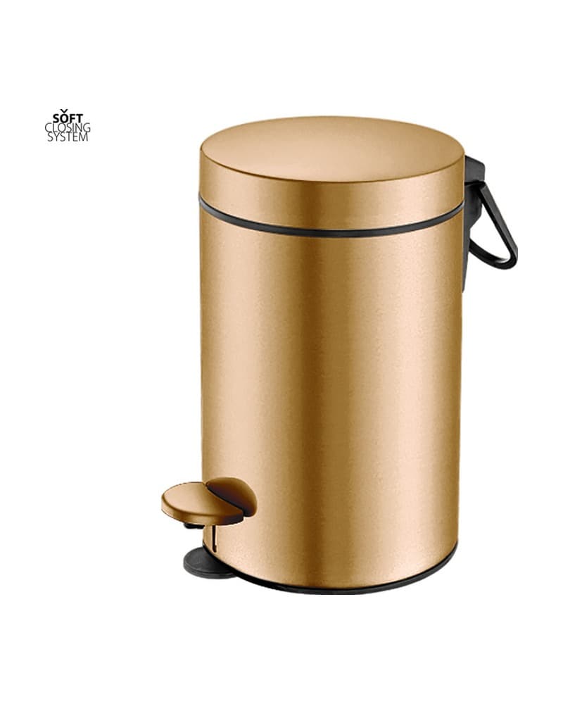 Χαρτοδοχείο 3lt soft close Sanco Waste Bins 90603-PVD-01BR PVD Warm Bronze Brushed Φ17x28cm