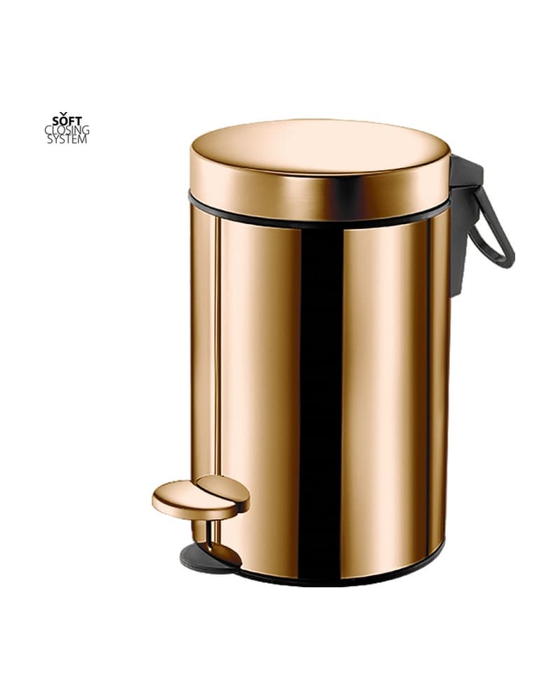 Χαρτοδοχείο 3lt soft close Sanco Waste Bins 90603-PVD-01PL PVD Warm Bronze Polished Φ17x28cm