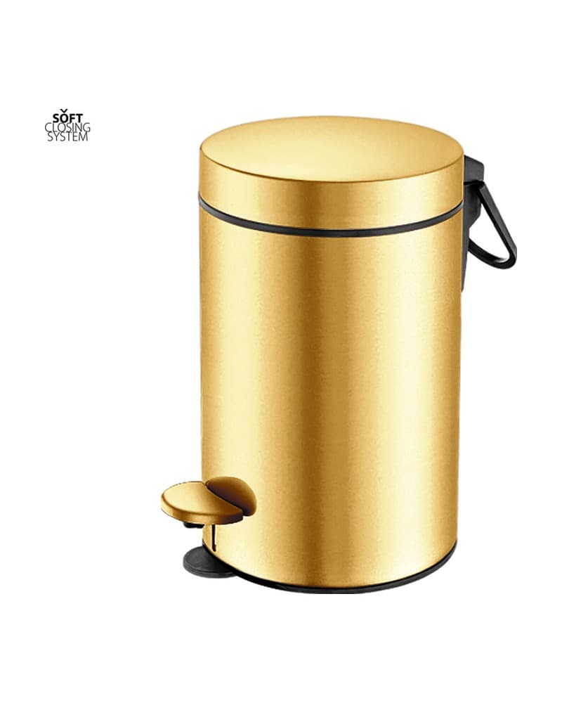 Χαρτοδοχείο 3lt soft close Sanco Waste Bins 90603-PVD-02BR PVD Golden Brass Brushed Φ17x28cm