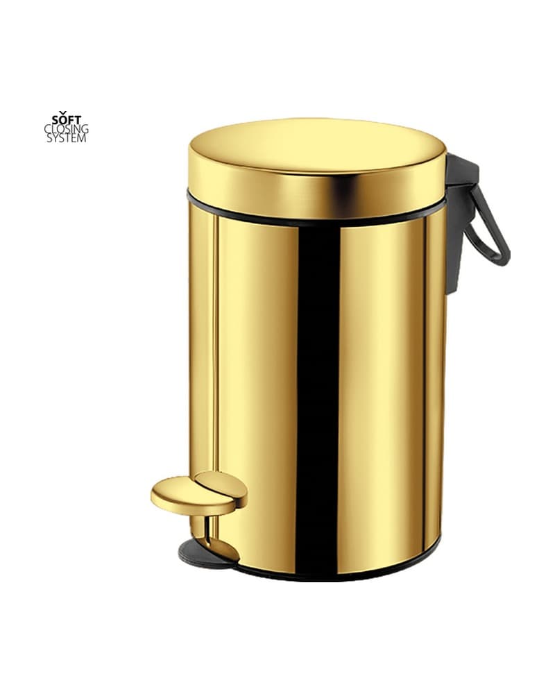 Χαρτοδοχείο 3lt soft close Sanco Waste Bins 90603-PVD-02PL PVD Golden Brass Polished Φ17x28cm