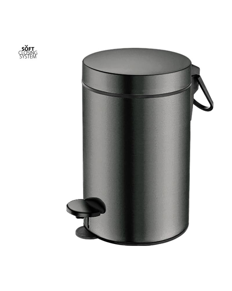 Χαρτοδοχείο 3lt soft close Sanco Waste Bins 90603-PVD-05BR PVD Gun Metal Brushed Φ17x28cm