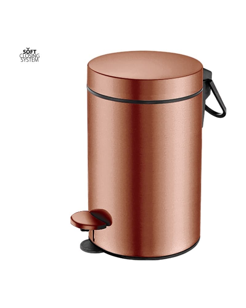 Χαρτοδοχείο 3lt soft close Sanco Waste Bins 90603-PVD-10BR PVD Red Copper Brushed Φ17x28cm