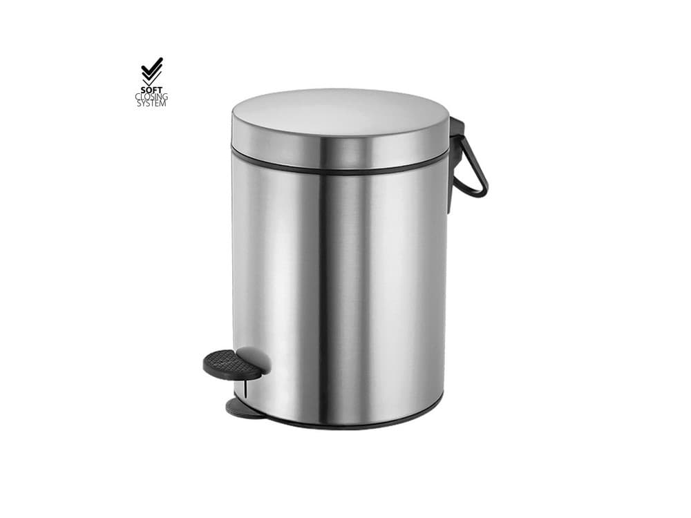 Χαρτοδοχείο 5lt soft close Sanco Waste Bins 90680-Μ90 Inox Σατινέ Φ20,5x28cm