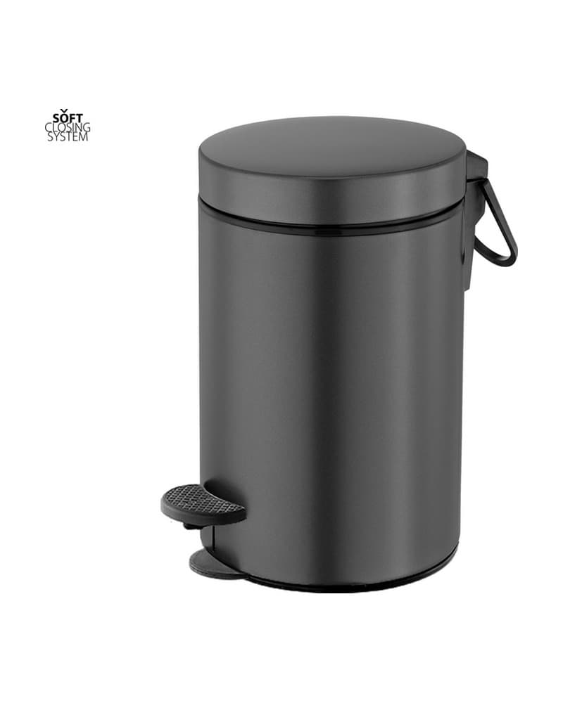 Χαρτοδοχείο 3lt soft close Sanco Waste Bins 90689-122 Graphite Dark Φ17x28cm