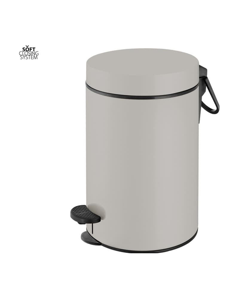 Χαρτοδοχείο 3lt soft close Sanco Waste Bins 90689-M104 Cement Gray Mat Φ17x28cm