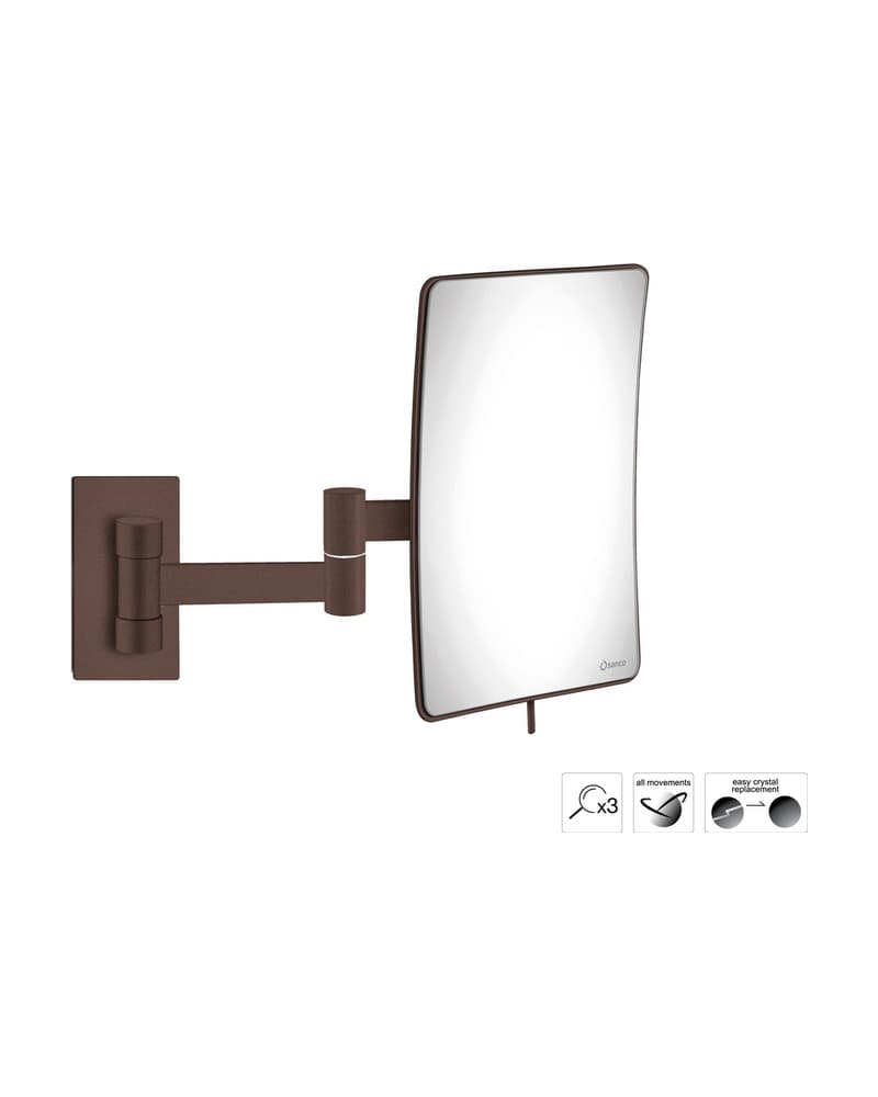 Μεγεθυντικός Καθρέπτης Επιτοίχιος (x3) Sanco Cosmetic mirrors MR-301-Α75 Wenge Grained 15x25x21cm
