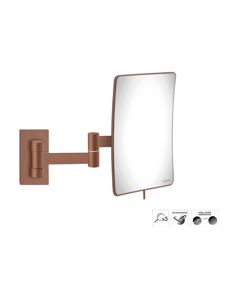 Μεγεθυντικός Καθρέπτης Επιτοίχιος (x3) Sanco Cosmetic mirrors MR-301-Μ26 Rame Mat 15x25x21cm