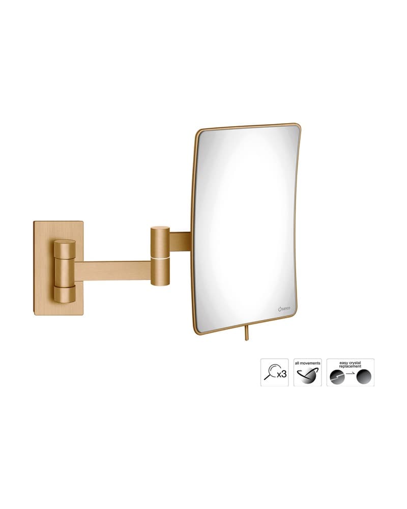 Μεγεθυντικός Καθρέπτης Επιτοίχιος (x3) Sanco Cosmetic mirrors MR-301-PVD-01BR PVD Warm Bronze Brushed 15x25x21cm
