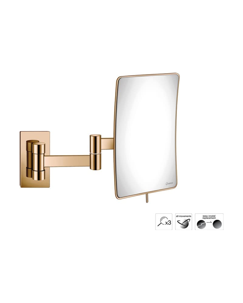 Μεγεθυντικός Καθρέπτης Επιτοίχιος (x3) Sanco Cosmetic mirrors MR-301-PVD-01PL PVD Warm Bronze Polished 15x25x21cm
