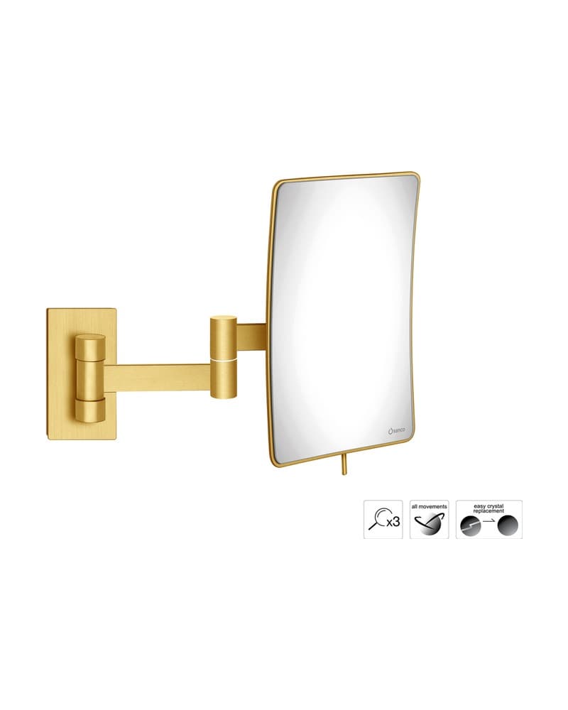 Μεγεθυντικός Καθρέπτης Επιτοίχιος (x3) Sanco Cosmetic mirrors MR-301-PVD-02BR PVD Golden Brass Brushed 15x25x21cm