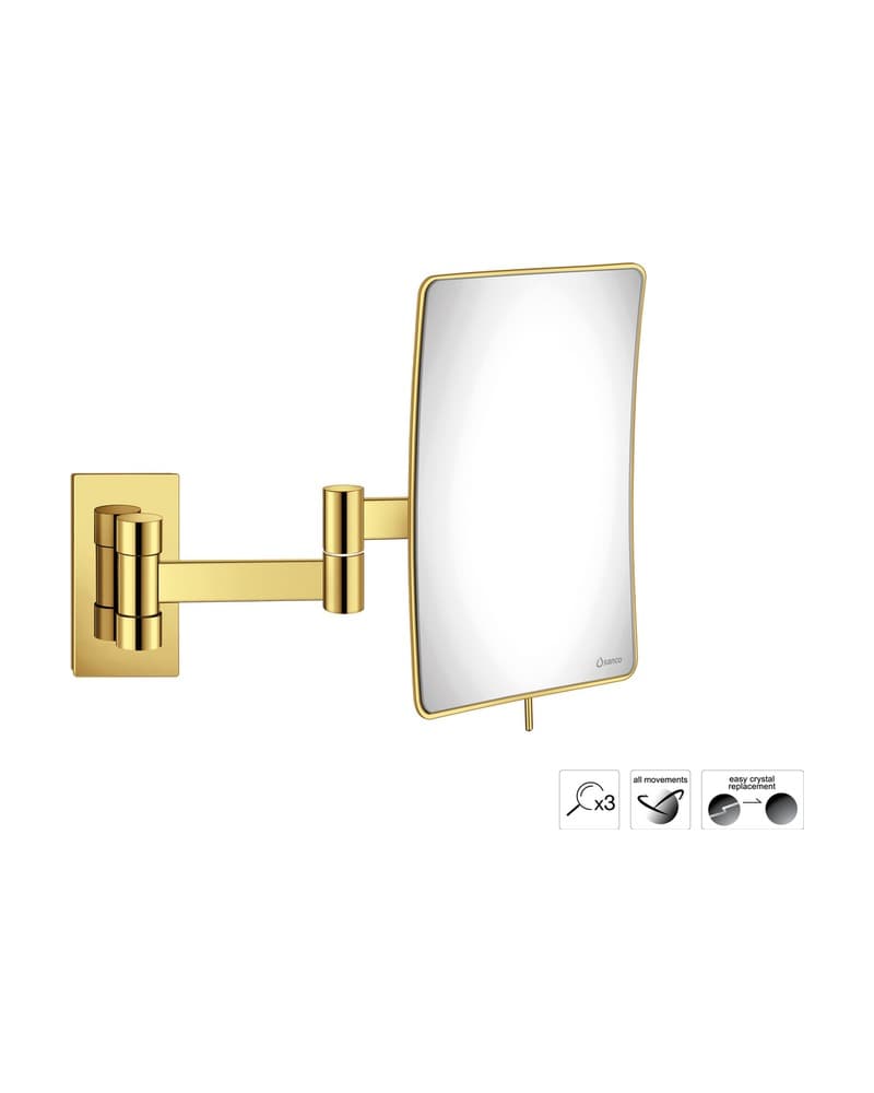Μεγεθυντικός Καθρέπτης Επιτοίχιος (x3) Sanco Cosmetic mirrors MR-301-PVD-02PL PVD Golden Brass Polished 15x25x21cm