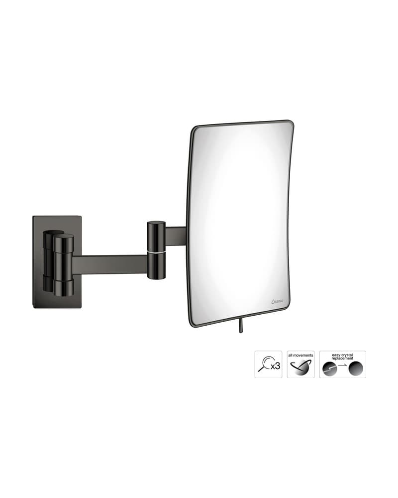 Μεγεθυντικός Καθρέπτης Επιτοίχιος (x3) Sanco Cosmetic mirrors MR-301-PVD-05PL PVD Gun Metal Polished 15x25x21cm