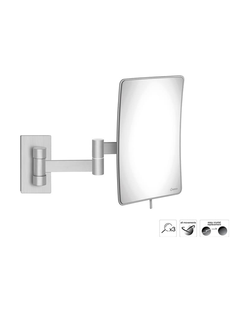 Μεγεθυντικός Καθρέπτης Επιτοίχιος (x3) Sanco Cosmetic mirrors MR-301-PVD-11BR PVD Nickel Steel 15x25x21cm