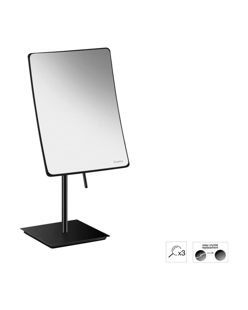 Μεγεθυντικός Καθρέπτης Επικαθήμενος (x3) Sanco Cosmetic mirrors MR-303-Μ116 Ματ Μαύρο 15x10x35cm