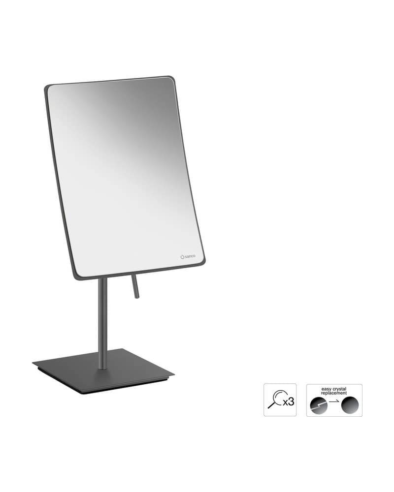 Μεγεθυντικός Καθρέπτης Επικαθήμενος (x3) Sanco Cosmetic mirrors MR-303-Μ118 Anthracite Grained 15x10x35cm