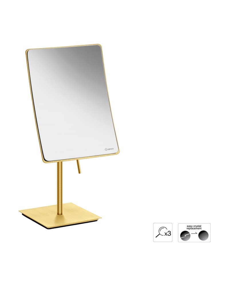 Μεγεθυντικός Καθρέπτης Επικαθήμενος (x3) Sanco Cosmetic mirrors MR-303-PVD-02BR PVD Golden Brass Brushed 15x10x35cm