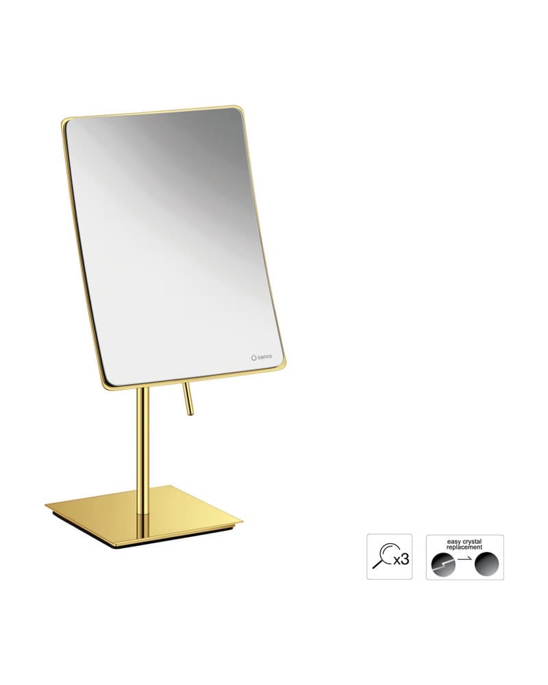 Μεγεθυντικός Καθρέπτης Επικαθήμενος (x3) Sanco Cosmetic mirrors MR-303-PVD-02PL PVD Golden Brass Polished 15x10x35cm