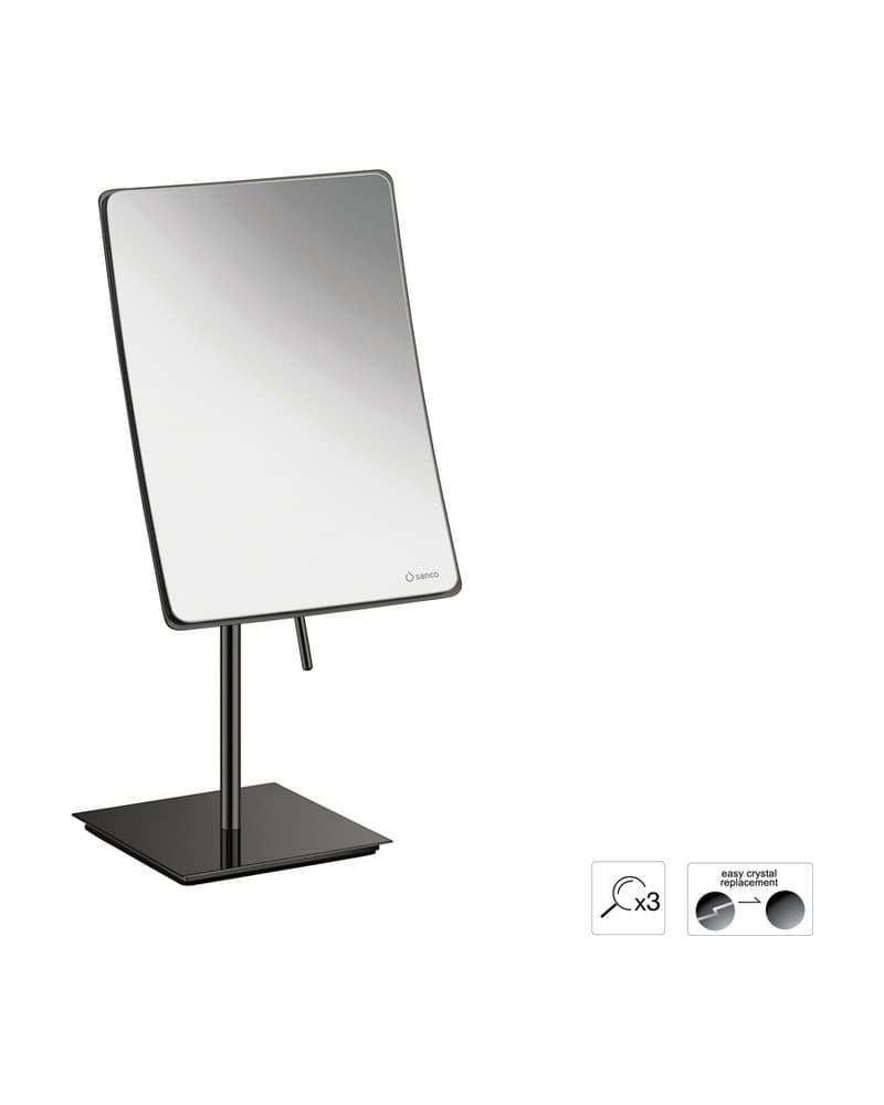 Μεγεθυντικός Καθρέπτης Επικαθήμενος (x3) Sanco Cosmetic mirrors MR-303-PVD-05PL PVD Gun Metal Polished 15x10x35cm