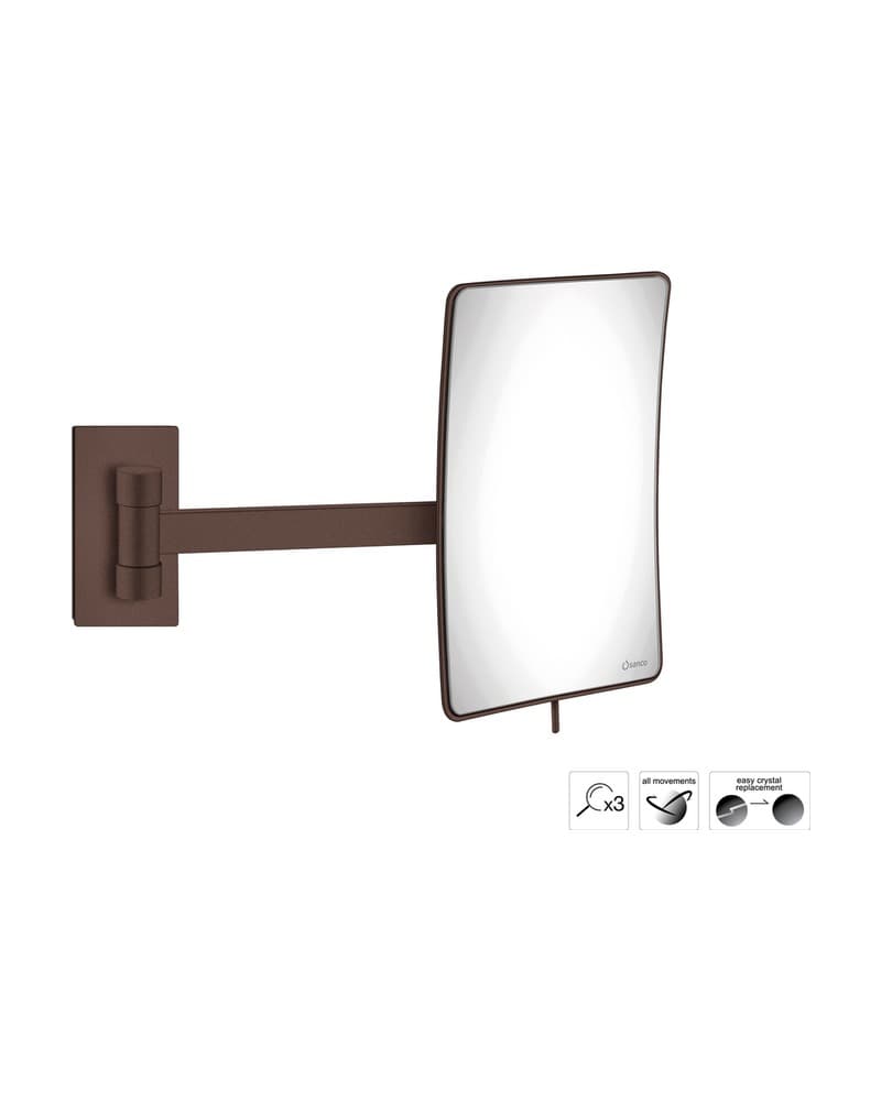 Μεγεθυντικός Καθρέπτης Επιτοίχιος (x3) Sanco Cosmetic mirrors MR-305-Α75 Wenge Grained 15x21x33,5cm
