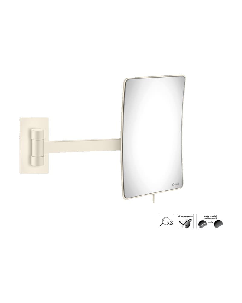 Μεγεθυντικός Καθρέπτης Επιτοίχιος (x3) Sanco Cosmetic mirrors MR-305-Μ102 Beige Mat 15x21x33,5cm
