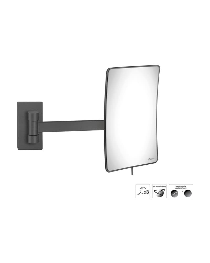 Μεγεθυντικός Καθρέπτης Επιτοίχιος (x3) Sanco Cosmetic mirrors MR-305-122 Graphite Dark 15x21x33,5cm