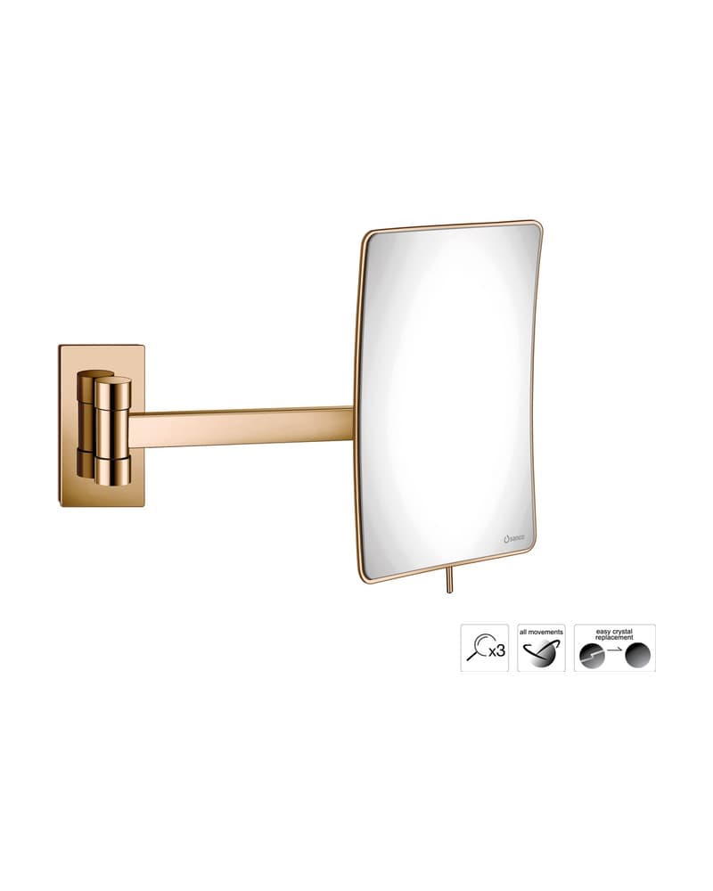 Μεγεθυντικός Καθρέπτης Επιτοίχιος (x3) Sanco Cosmetic mirrors MR-305-PVD-01PL PVD Warm Bronze Polished 15x21x33,5cm
