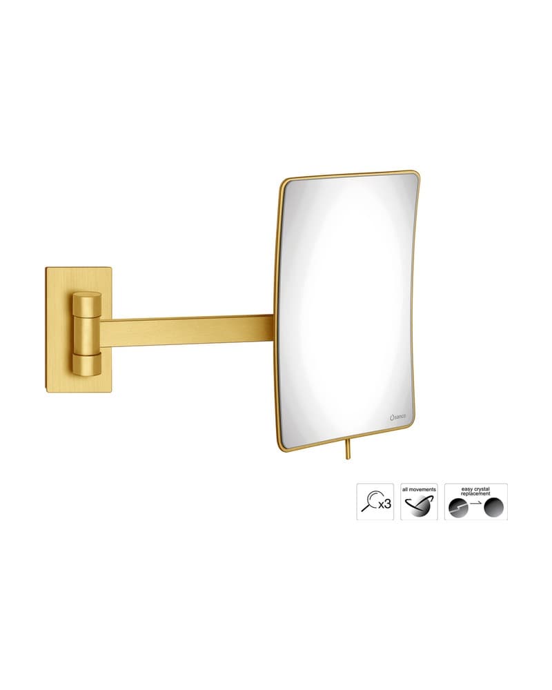 Μεγεθυντικός Καθρέπτης Επιτοίχιος (x3) Sanco Cosmetic mirrors MR-305-PVD-02BR PVD Golden Brass Brushed 15x21x33,5cm