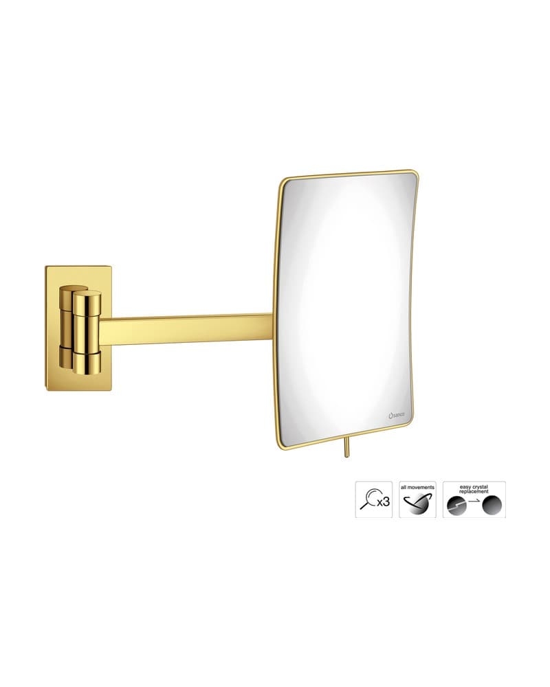 Μεγεθυντικός Καθρέπτης Επιτοίχιος (x3) Sanco Cosmetic mirrors MR-305-PVD-02PL PVD Golden Brass Polished 15x21x33,5cm