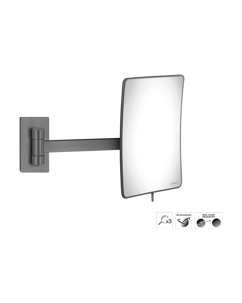 Μεγεθυντικός Καθρέπτης Επιτοίχιος (x3) Sanco Cosmetic mirrors MR-305-PVD-05BR PVD Gun Metal Brushed 15x21x33,5cm