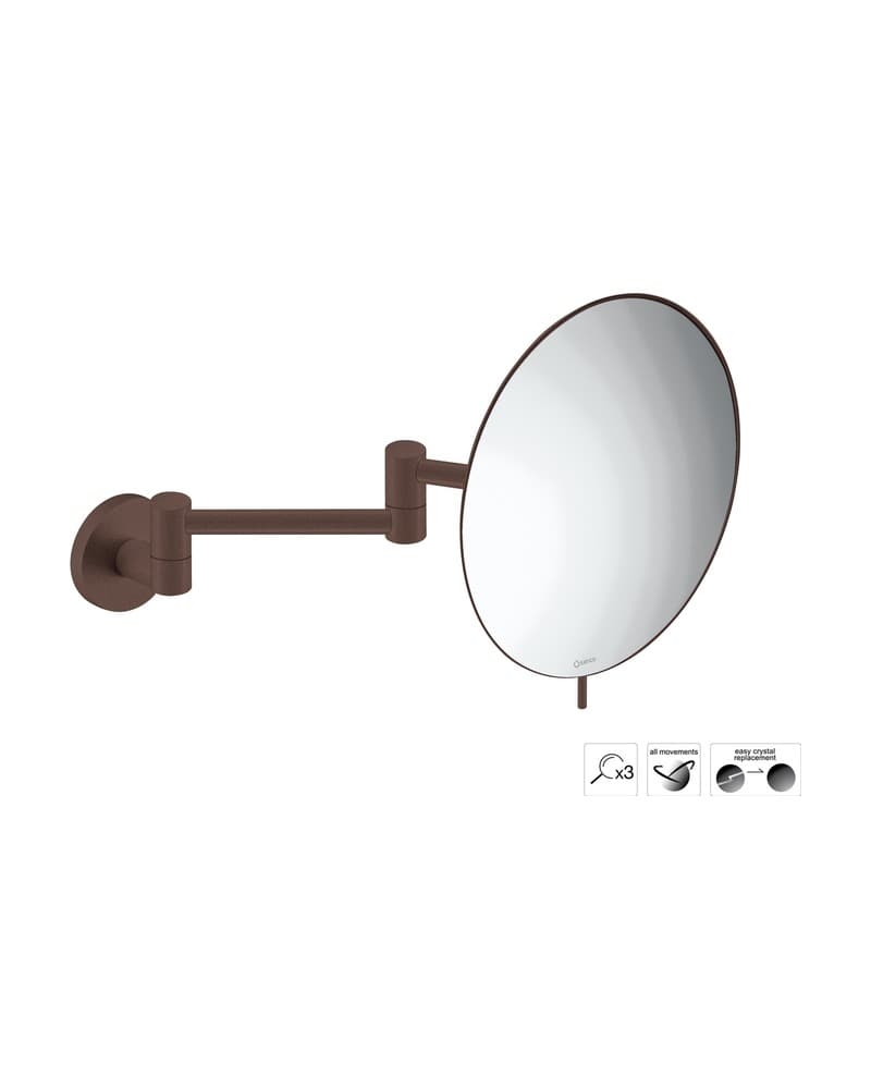 Μεγεθυντικός Καθρέπτης Επιτοίχιος (x3) Sanco Cosmetic mirrors MR-701-Α75 Wenge Grained Φ20x38cm