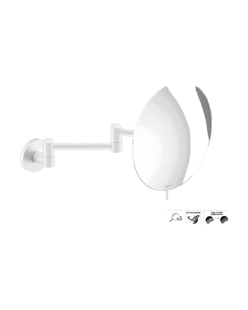 Μεγεθυντικός Καθρέπτης Επιτοίχιος (x3) Sanco Cosmetic mirrors MR-701-Μ101 Ματ Λευκό Φ20x38cm