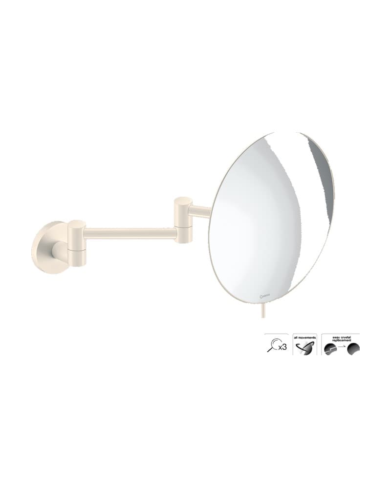 Μεγεθυντικός Καθρέπτης Επιτοίχιος (x3) Sanco Cosmetic mirrors MR-701-Μ102 Beige Mat Φ20x38cm
