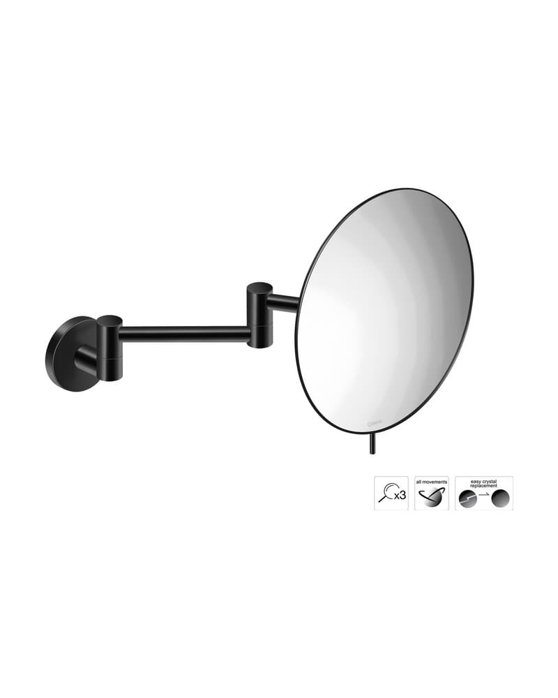 Μεγεθυντικός Καθρέπτης Επιτοίχιος (x3) Sanco Cosmetic mirrors MR-701-Μ116 Ματ Μαύρο Φ20x38cm