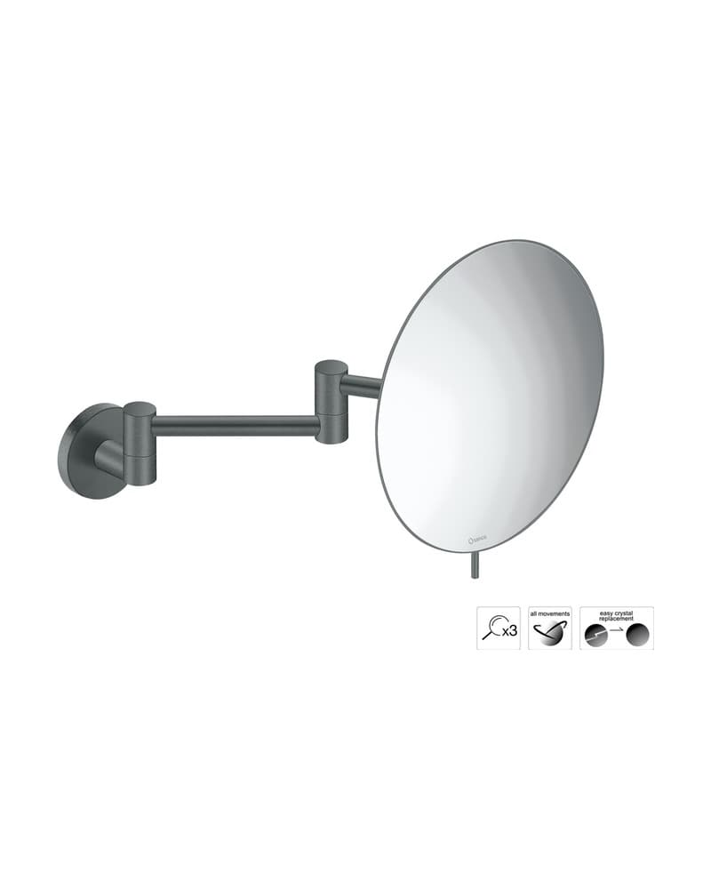 Μεγεθυντικός Καθρέπτης Επιτοίχιος (x3) Sanco Cosmetic mirrors MR-701-Μ118 Anthracite Grained Φ20x38cm